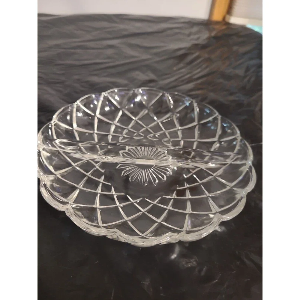 3 Relish/candy Pressed Glass Serving Dishes